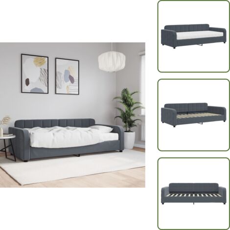 The Living Store Sofá cama con colchón terciopelo gris oscuro 90x200 cm - Sofá cama 2 en 1