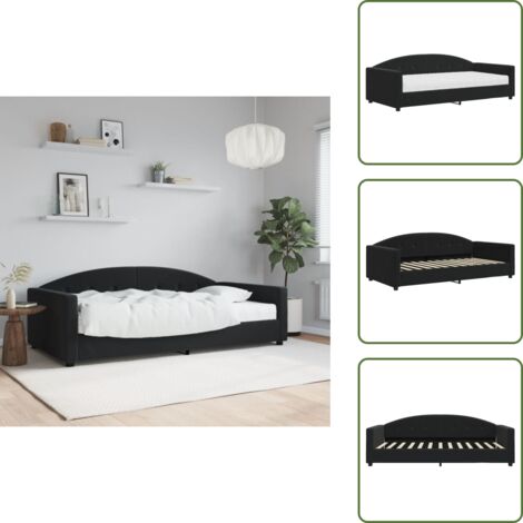 The Living Store Sofá cama con colchón terciopelo negro 100x200 cm - Sofá cama 2 en 1