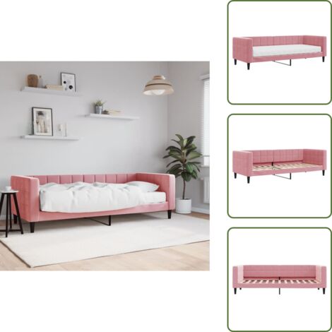 The Living Store Sofá cama con colchón terciopelo rosa 80x200 cm - Sofá cama rosa