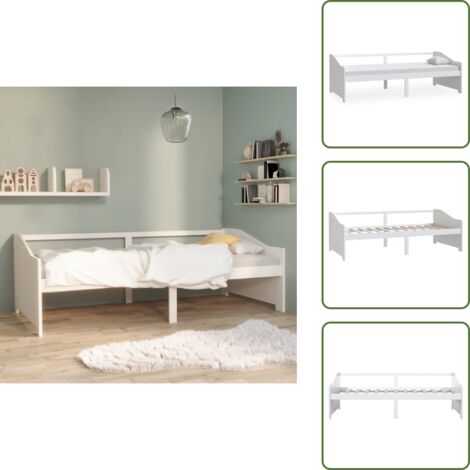 The Living Store Sofá cama de 3 plazas sin colchón blanco 90x200 cm - Sofá cama de madera