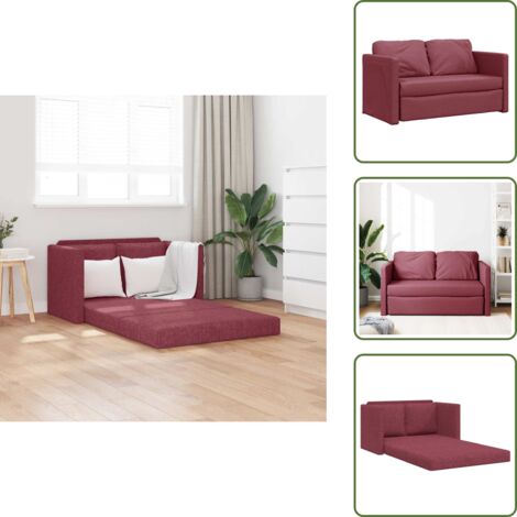 The Living Store Sofá cama de suelo 2 en 1 tela rojo tinto 112x174x55 cm - Sofá de suelo