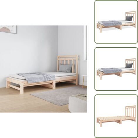 The Living Store Sofá cama extraíble sin colchón 2x(90x190) cm - Cama de madera