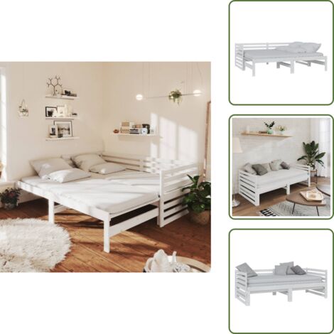 The Living Store Sofá cama extraíble sin colchón blanco 2x(90x200) cm - Sofá cama extraíble