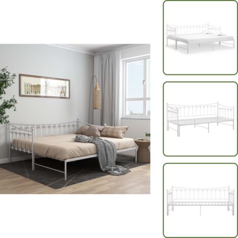 The Living Store Sofá cama extraíble sin colchón metal blanco 90x200cm - Cama extraíble