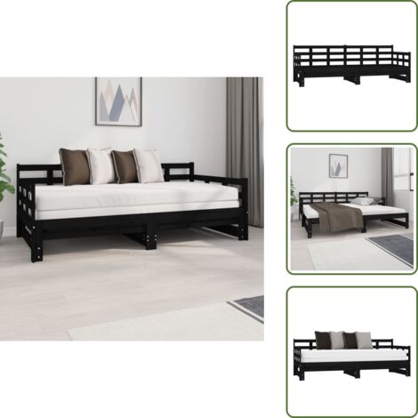 The Living Store Sofá cama extraíble sin colchón negro 2x(90x190) cm - Sofá cama extraíble