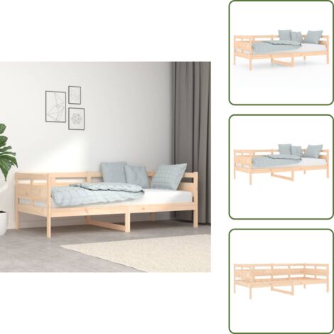 The Living Store Sofá cama madera maciza de pino 90x190 cm - Sofá de madera
