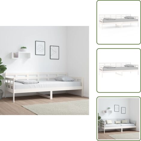 The Living Store Sofá cama madera maciza de pino blanco 80x200 cm - Madera de pino