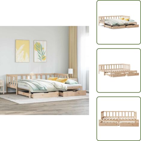 The Living Store Sofá cama nido con cajones sin colchón 90x200 cm - Cama nido