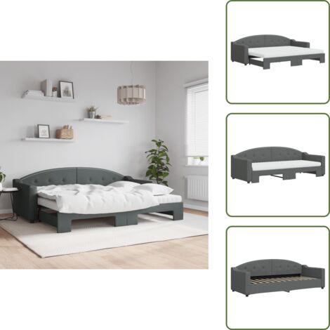 The Living Store Sofá cama nido con colchón tela gris oscuro 80x200 cm - Cama nido