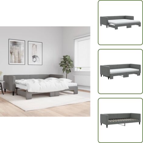 The Living Store Sofá cama nido con colchón tela gris oscuro 90x200 cm - Cama nido
