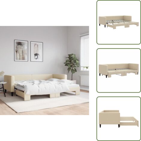 The Living Store Sofá cama nido tela crema 80x200 cm - Cama nido