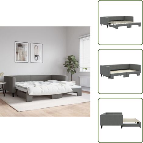 The Living Store Sofá cama nido tela gris oscuro 100x200 cm - Cama nido