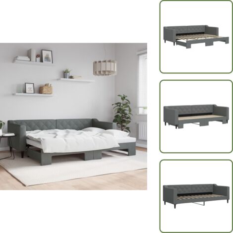 The Living Store Sofá cama nido tela gris oscuro 80x200 cm - Cama nido