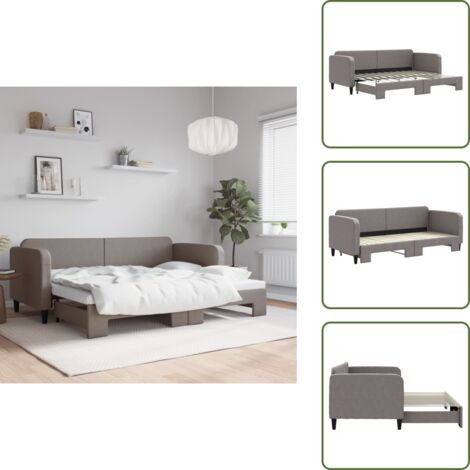 The Living Store Sofá cama nido tela gris taupe 80x200 cm - Cama nido