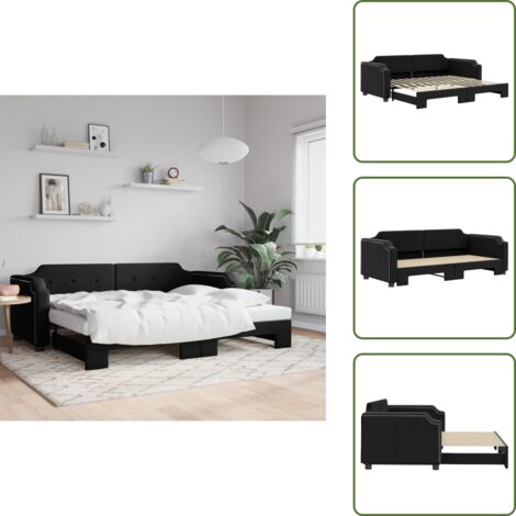 The Living Store Sofá cama nido tela negro 90x200 cm - Sofá cama nido