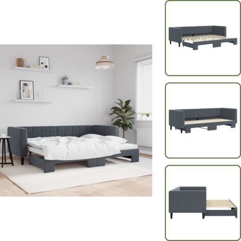 The Living Store Sofá cama nido terciopelo gris oscuro 80x200 cm - Sofá cama nido