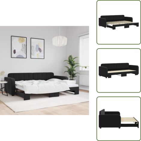 The Living Store Sofá cama nido terciopelo negro 80x200 cm - Cama nido