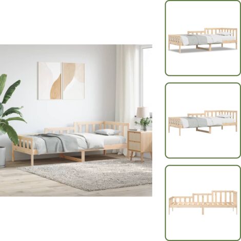 The Living Store Sofá cama sin colchón madera maciza de pino 90x190 cm - Sofá cama de madera