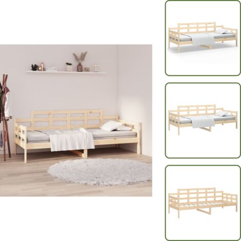 The Living Store Sofá cama sin colchón madera maciza de pino 90x200 cm - Cama de huéspedes