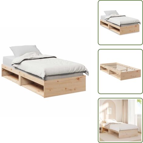 The Living Store Sofá cama sin colchón madera maciza de pino 90x200 cm - Cama de madera