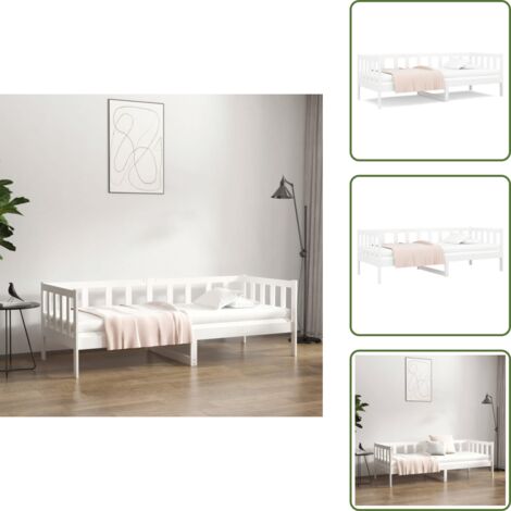 The Living Store Sofá cama sin colchón madera maciza de pino blanco 80x200 cm - Cama de madera