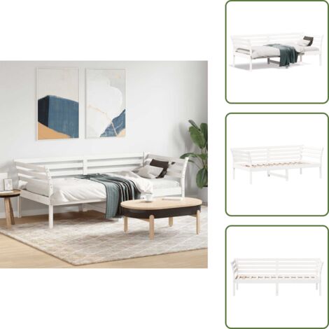 The Living Store Sofá cama sin colchón madera maciza de pino blanco 90x190 cm - Sofá de madera