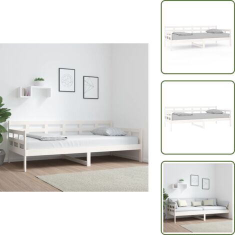 The Living Store Sofá cama sin colchón madera maciza de pino blanco 90x200 cm - Sofá cama de madera