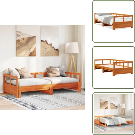 The Living Store Sofá cama sin colchón madera maciza pino marrón cera 80x200 cm - Sofá cama sin colchón