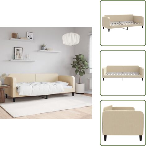 The Living Store Sofá cama sin colchón tela crema 80x200 cm - Sofá cama 2 en 1