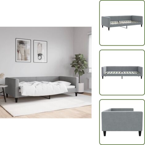 The Living Store Sofá cama sin colchón tela gris claro 100x200 cm - Sofá cama 2 en 1