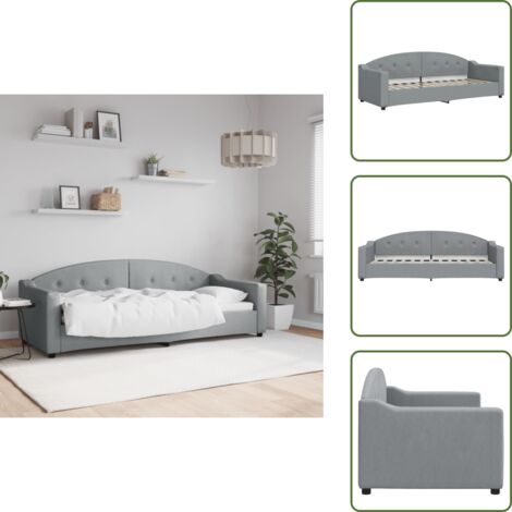 The Living Store Sofá cama sin colchón tela gris claro 80x200 cm - Sofá cama sin colchón