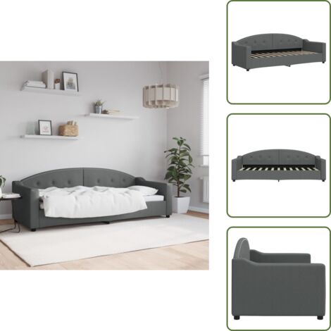 The Living Store Sofá cama sin colchón tela gris oscuro 80x200 cm - Sofá cama sin colchón