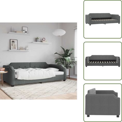 The Living Store Sofá cama sin colchón tela gris oscuro 80x200 cm - Sofá cama sin colchón