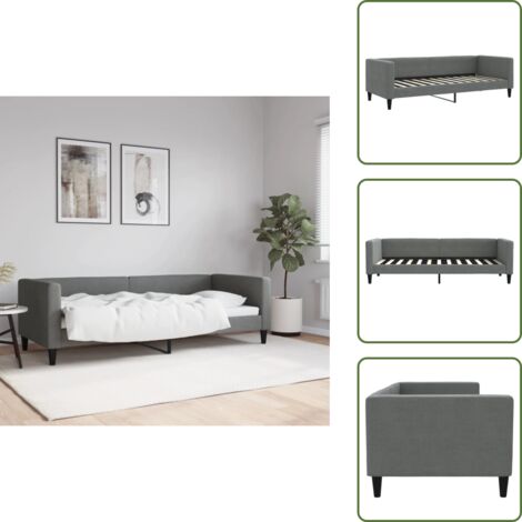 The Living Store Sofá cama sin colchón tela gris oscuro 80x200 cm - Sofá cama sin colchón