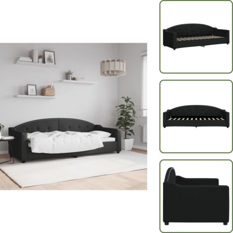 The Living Store Sofá cama sin colchón tela negro 80x200 cm - Sofá cama sin colchón