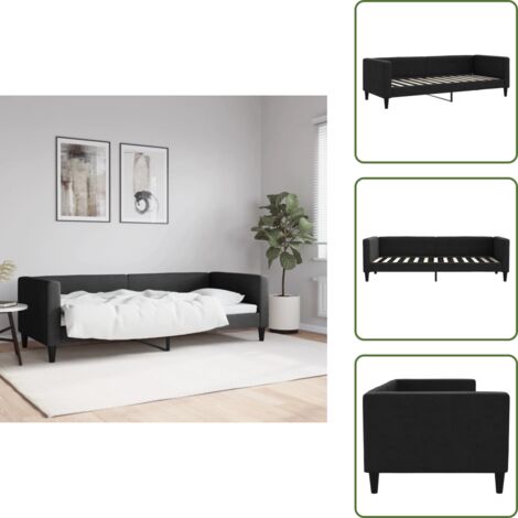 The Living Store Sofá cama sin colchón tela negro 80x200 cm - Sofá cama sin colchón