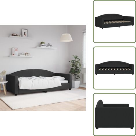 The Living Store Sofá cama sin colchón tela negro 90x190 cm - Sofá cama sin colchón