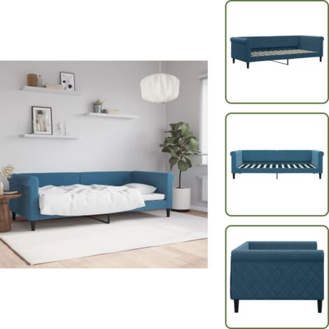 The Living Store Sofá cama sin colchón terciopelo azul 90x200 cm - Sofá cama azul