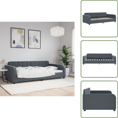 The Living Store Sofá cama sin colchón terciopelo gris oscuro 100x200 cm - Sofá cama sin colchón