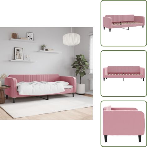 The Living Store Sofá cama sin colchón terciopelo rosa 80x200 cm - Sofá cama rosa