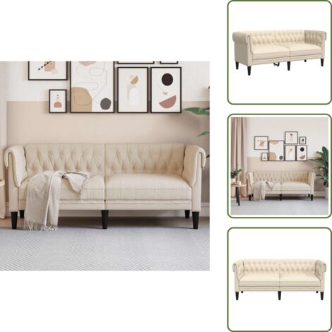 The Living Store Sofá Chesterfield de 2 plazas lino - Sofá de lino