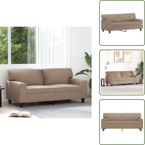 The Living Store Sofá de 2 plazas de cuero sintético color capuchino 140 cm - Sofá de 2 plazas