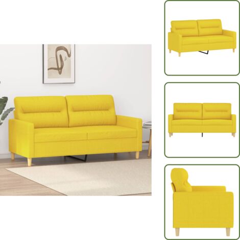The Living Store Sofá de 2 plazas de tela amarillo claro 140 cm - Sofá de tela