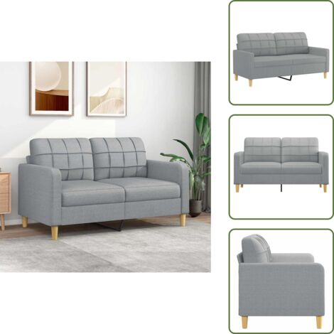 The Living Store Sofá de 2 plazas de tela gris claro 140 cm - Sofá gris claro