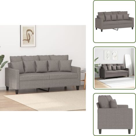 The Living Store Sofá de 2 plazas de tela gris taupé 140 cm - Sofá gris