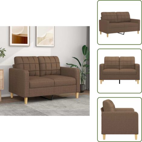 The Living Store Sofá de 2 plazas de tela marrón 120 cm - Sofá de tela