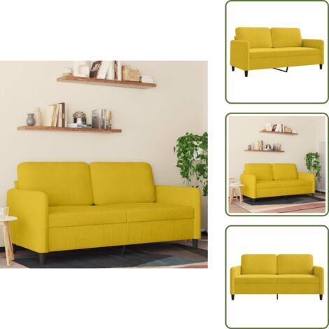 The Living Store Sofá de 2 plazas terciopelo amarillo 140 cm - Sofá amarillo