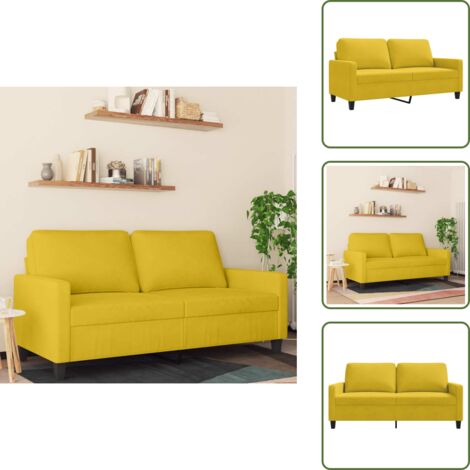 The Living Store Sofá de 2 plazas terciopelo amarillo 140 cm - Sofá amarillo