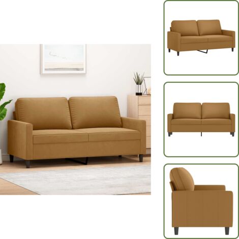 The Living Store Sofá de 2 plazas terciopelo marrón 140 cm - Sofá terciopelo