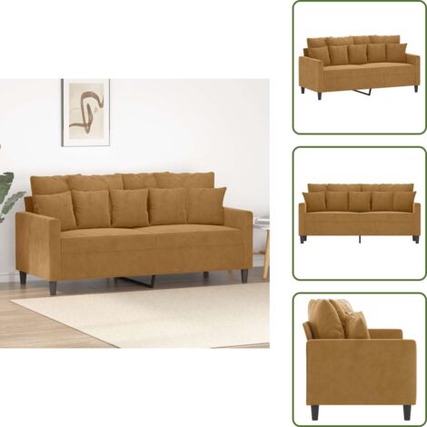 The Living Store Sofá de 2 plazas terciopelo marrón 140 cm - Sofá terciopelo